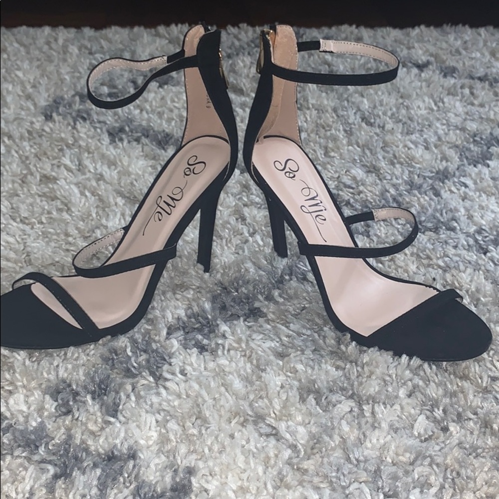 Black strappy heels